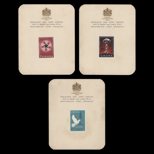 Ghana 1962 Accra Assembly imperf proofs on presentation cards