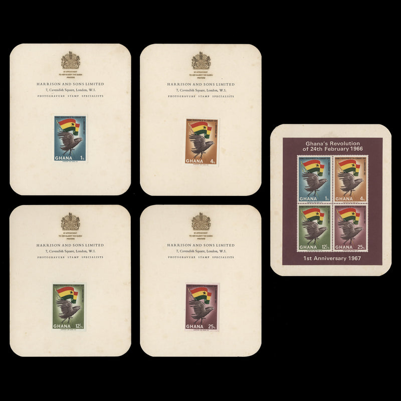 Ghana 1967 Revolution Anniversary set and miniature sheet imperf proofs