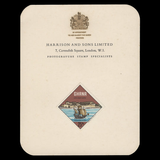 Ghana 1967 Cape Coast Castle imperf proof on presentation card