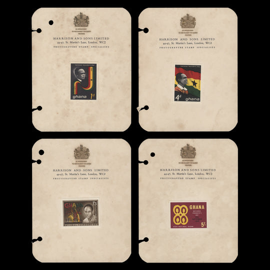 Ghana 1963 Founder's Day imperf proofs on presentation cards