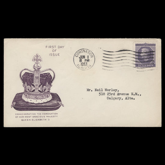 Canada 1953 (FDC) 4c Coronation, CORONATION