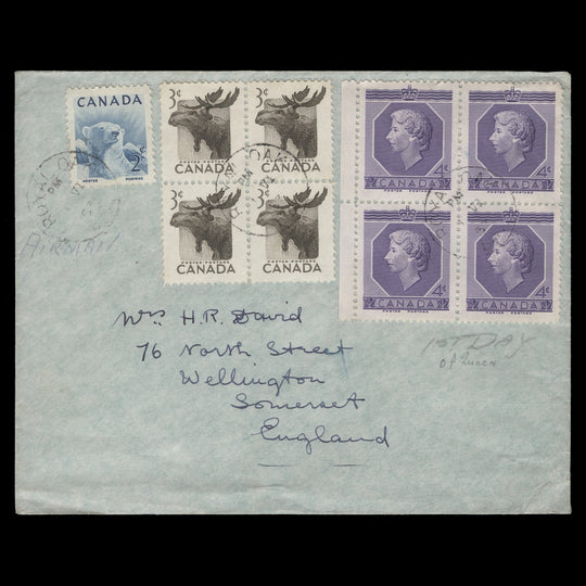 Canada 1953 (FDC) 4c Coronation block, ROYAL OAK