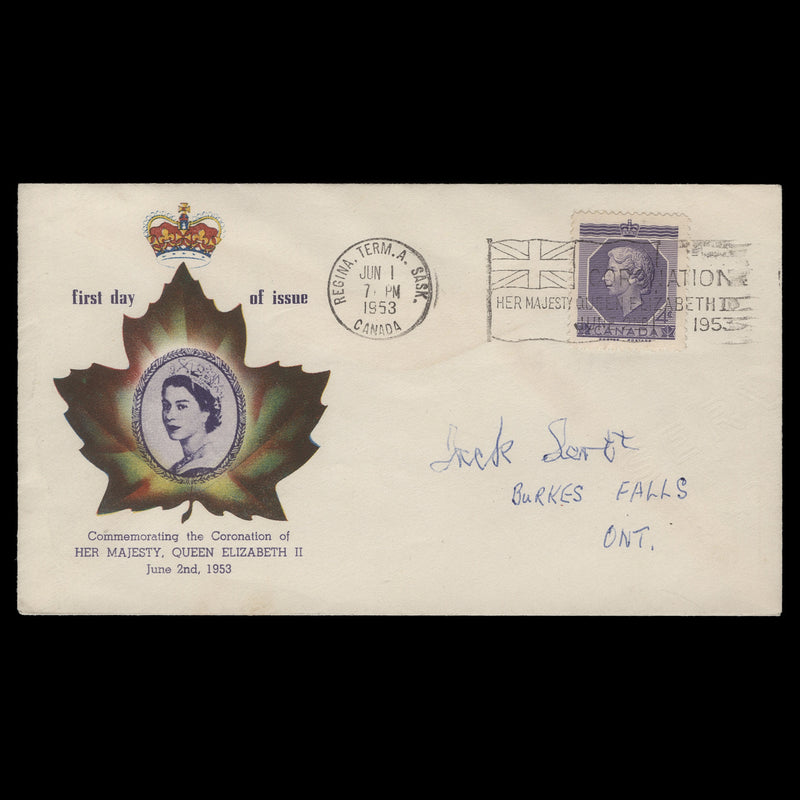 Canada 1953 (FDC) 4c Coronation, REGINA