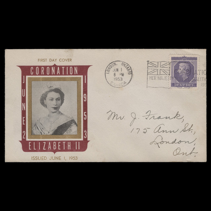 Canada 1953 (FDC) 4c Coronation, LONDON