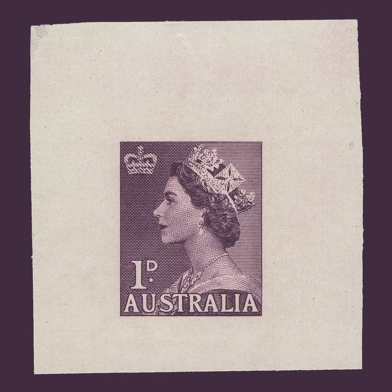 Australia 1953 Queen Elizabeth II imperf die proof ex presentation card