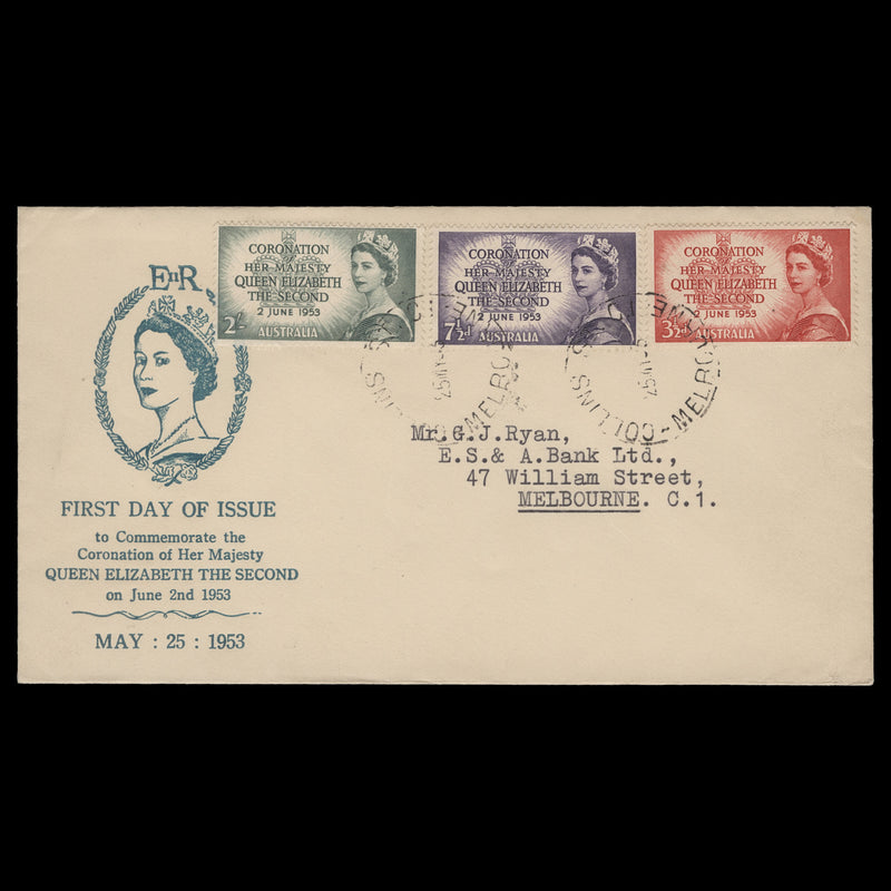 Australia 1953 Coronation first day cover, COLLINS ST