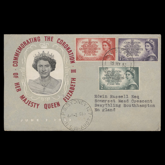 Australia 1953 Coronation first day/coronation day flight cover