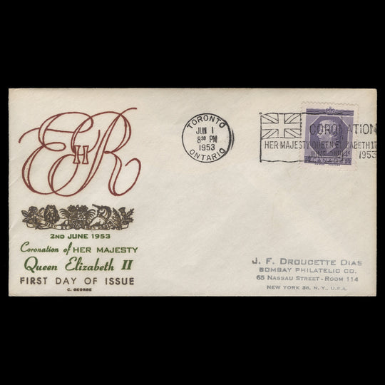 Canada 1953 (FDC) 4c Coronation, TORONTO