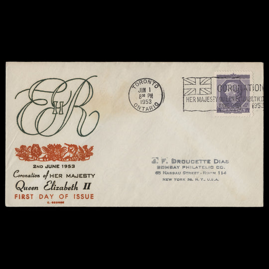 Canada 1953 (FDC) 4c Coronation, TORONTO