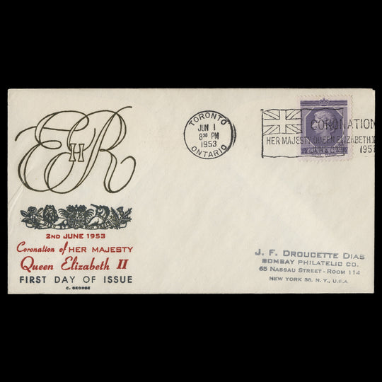 Canada 1953 (FDC) 4c Coronation, TORONTO