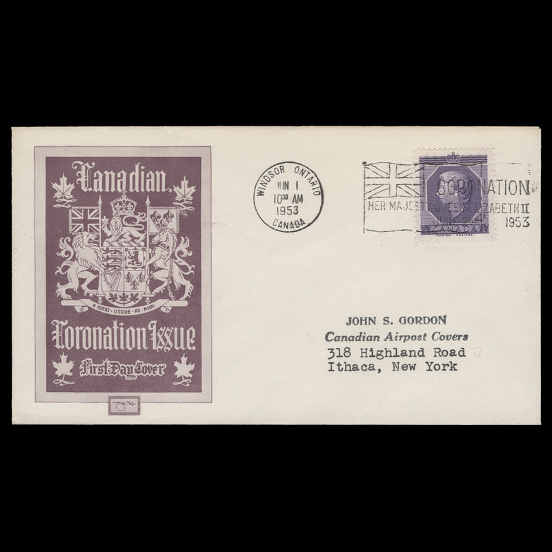 Canada 1953 (FDC) 4c Coronation, WINDSOR