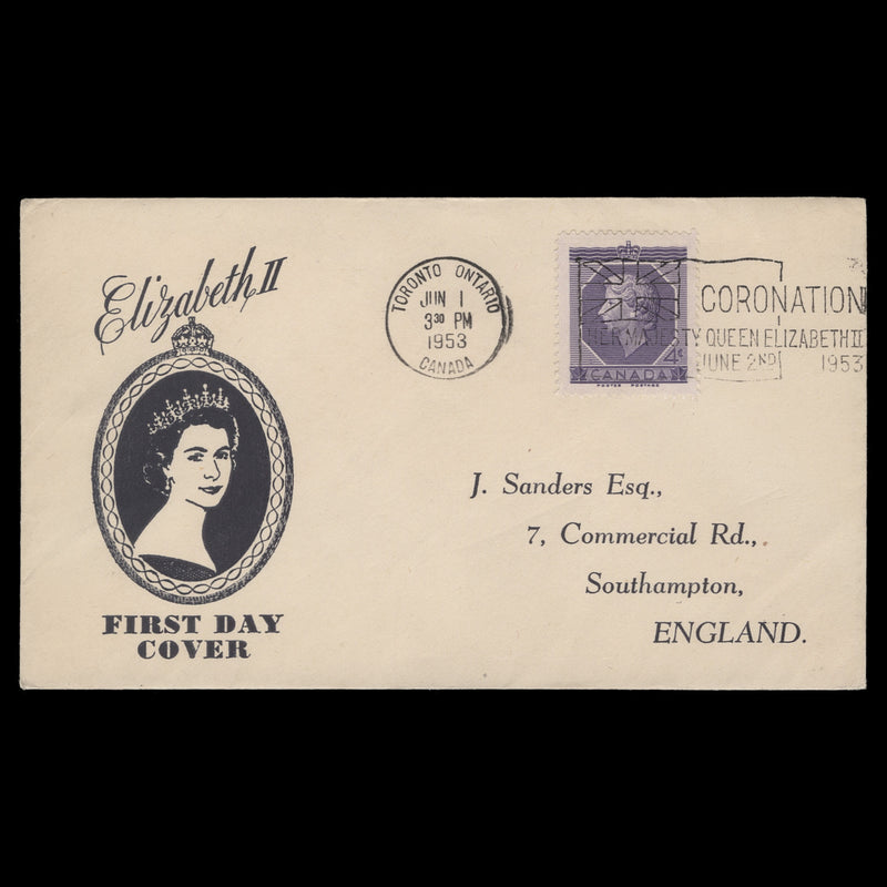 Canada 1953 (FDC) 4c Coronation, TORONTO