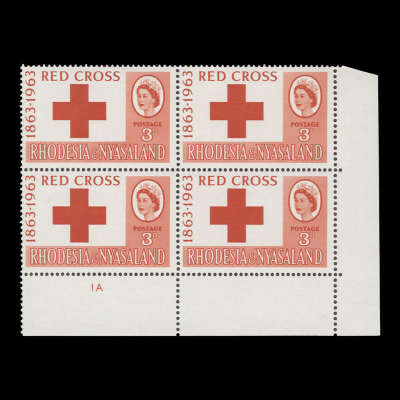 Rhodesia & Nyasaland 1963 (MNH) Red Cross Centenary plate block