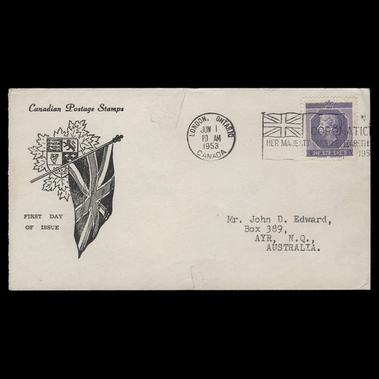 Canada 1953 (FDC) 4c Coronation, LONDON