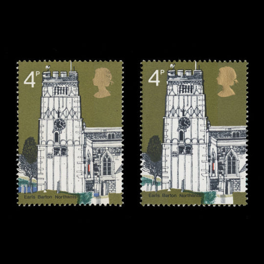 Great Britain 1972 (Variety) 4p Village Churches missing violet-blue