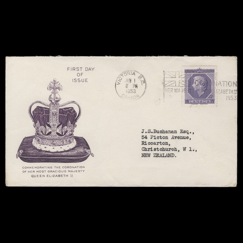 Canada 1953 (FDC) 4c Coronation, VICTORIA