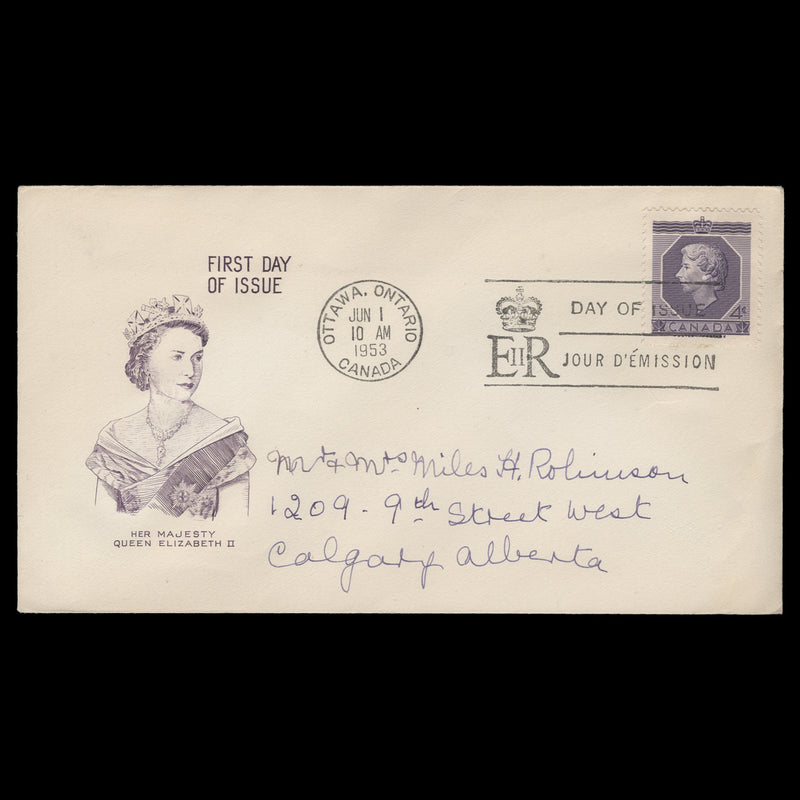 Canada 1953 (FDC) 4c Coronation, OTTAWA