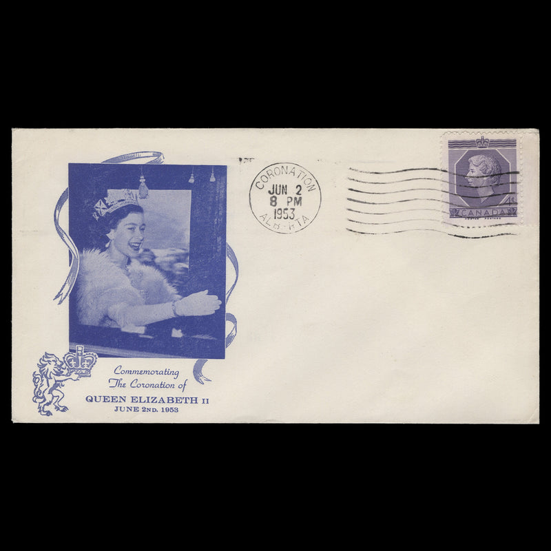 Canada 1953 Coronation day cover, CORONATION