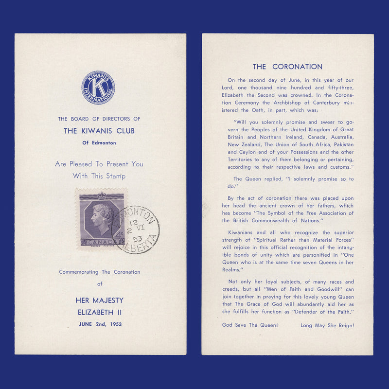 Canada 1953 Coronation day card, EDMONTON