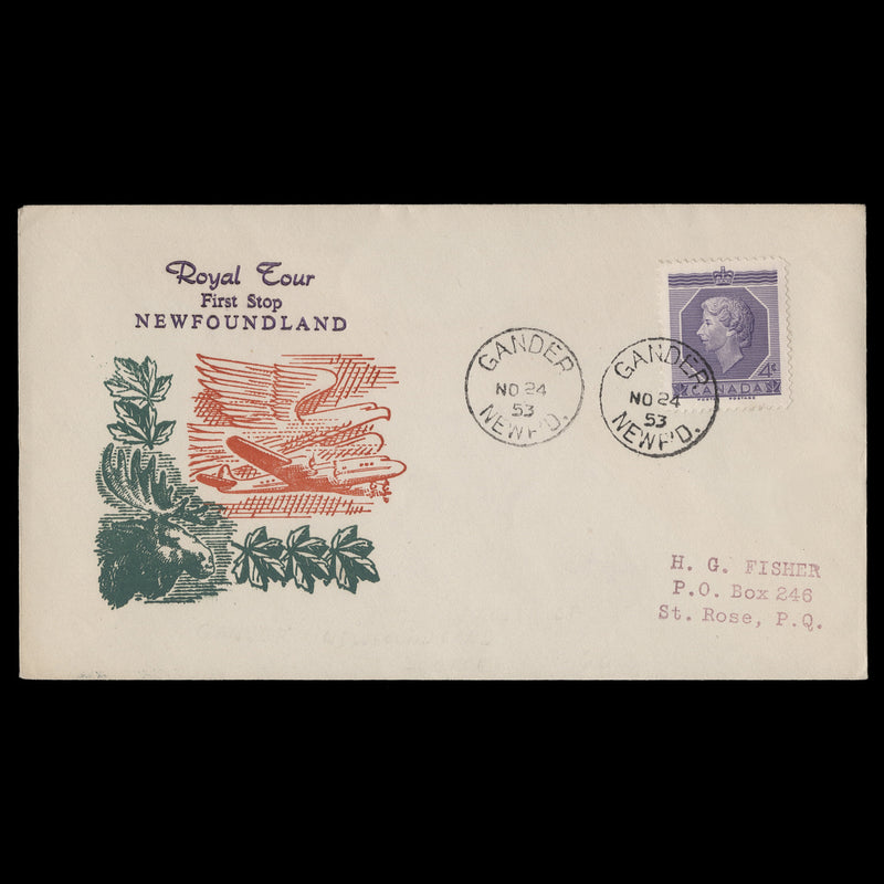 Canada 1953 Royal Tour commemorative cover, GANDER