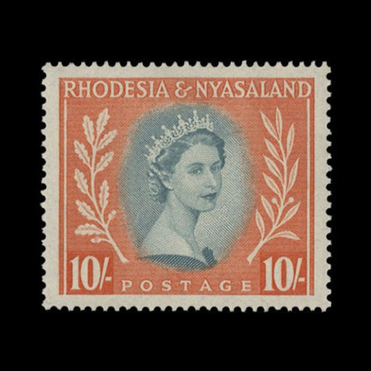 Rhodesia & Nyasaland 1954 (MLH) 10s Queen Elizabeth II