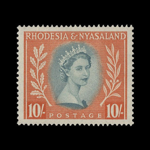 Rhodesia & Nyasaland 1954 (MLH) 10s Queen Elizabeth II
