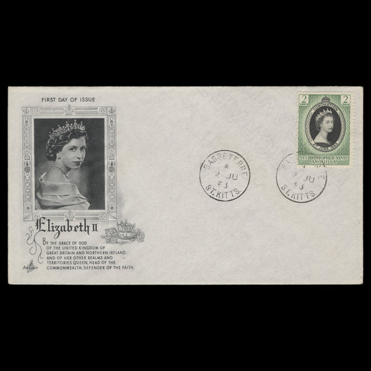 St Christopher Nevis Anguilla 1953 (FDC) 2c Coronation, BASSETERRE