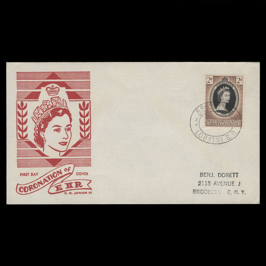 Bechuanaland 1953 (FDC) 2d Coronation, LOBATSI