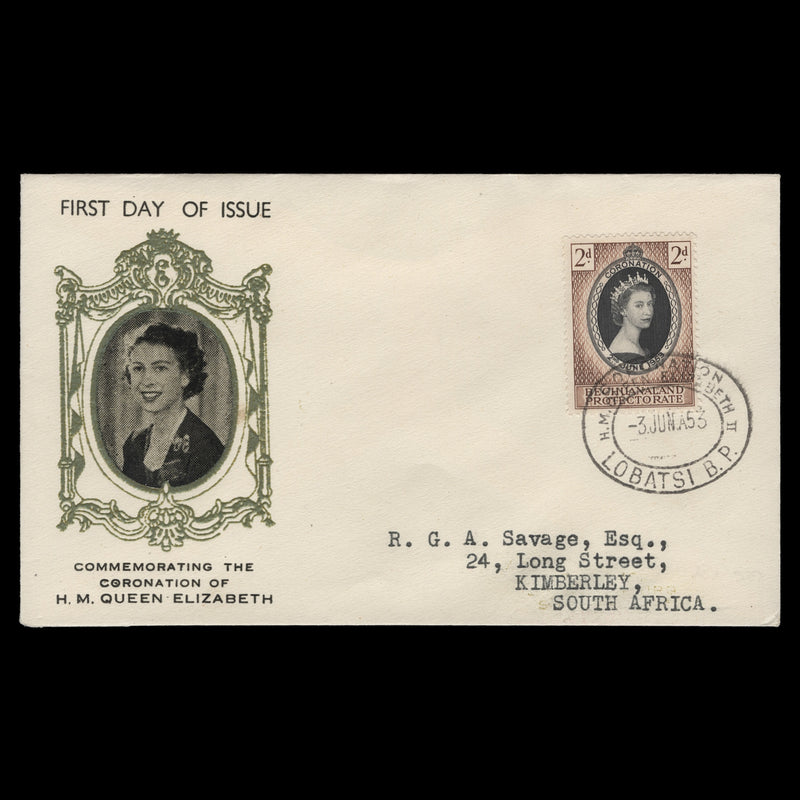 Bechuanaland 1953 (FDC) 2d Coronation, LOBATSI