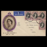 Malaya 1953 (FDC) 10c Coronation singles, SINGAPORE