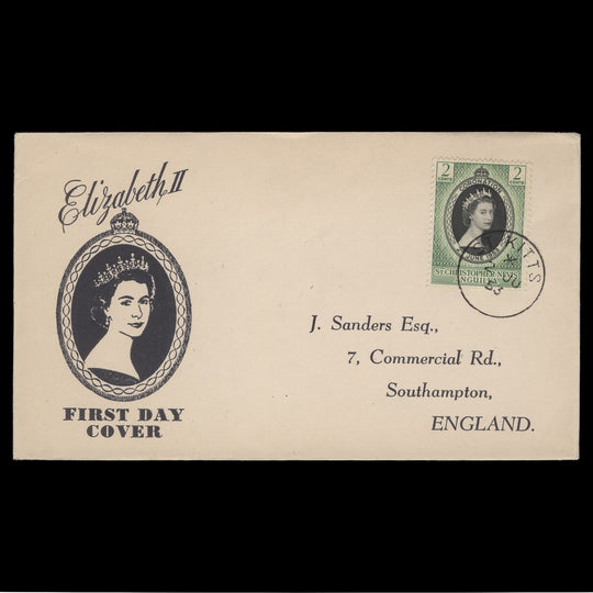 St Christopher Nevis Anguilla 1953 (FDC) 2c Coronation, ST KITTS