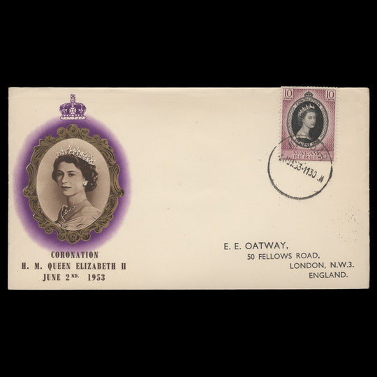 Perlis 1953 (FDC) 10c Coronation, KANGAR