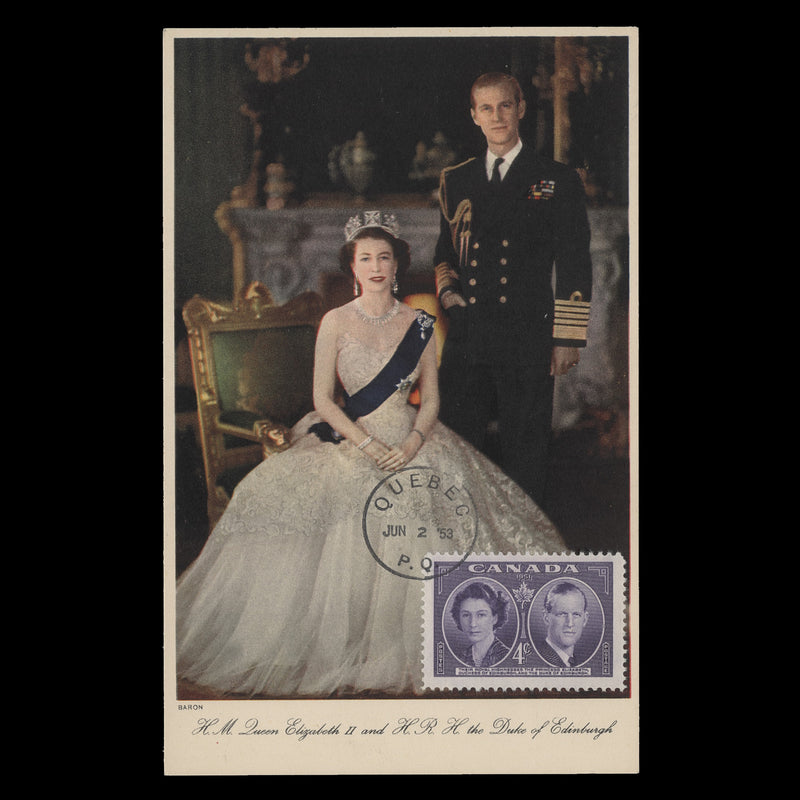 Canada 1953 Coronation day postcard, QUEBEC
