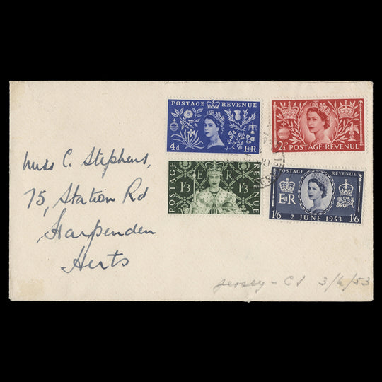 Great Britain 1953 Coronation first day cover, JERSEY