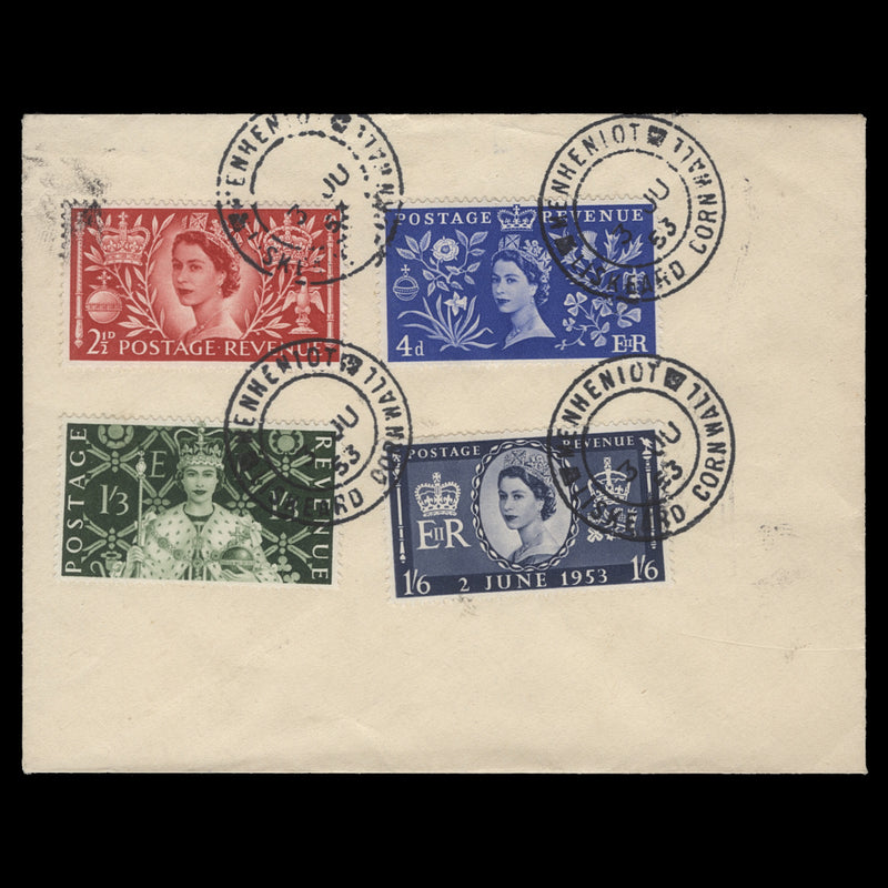 Great Britain 1953 Coronation first day cover, MENHENIOT