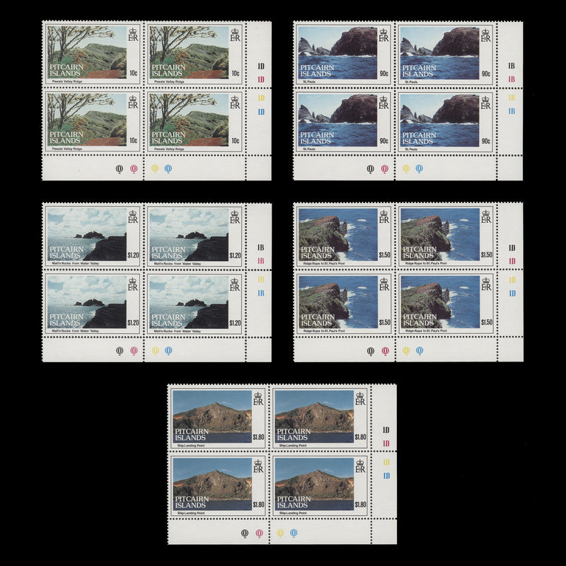 Pitcairn Islands 1993 (MNH) Scenic Views traffic light/plate blocks