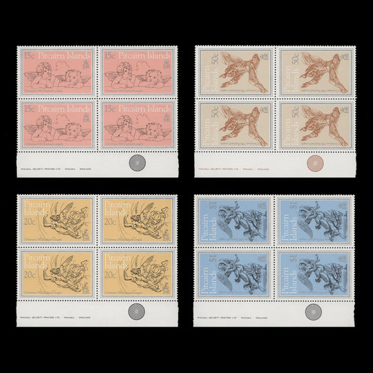 Pitcairn Islands 1982 (MNH) Christmas imprint blocks