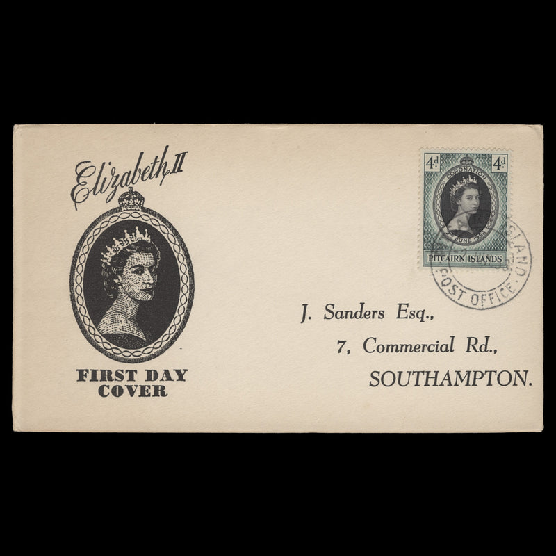 Pitcairn Islands 1953 (FDC) 4d Coronation