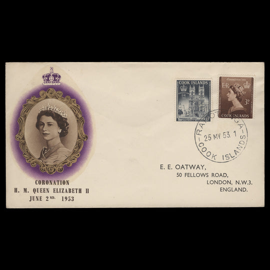 Cook Islands 1953 Coronation first day cover, RAROTONGA