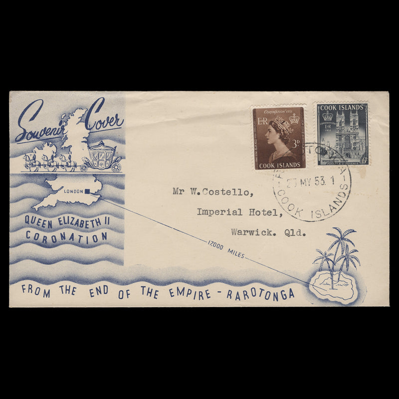 Cook Islands 1953 Coronation first day cover, RAROTONGA