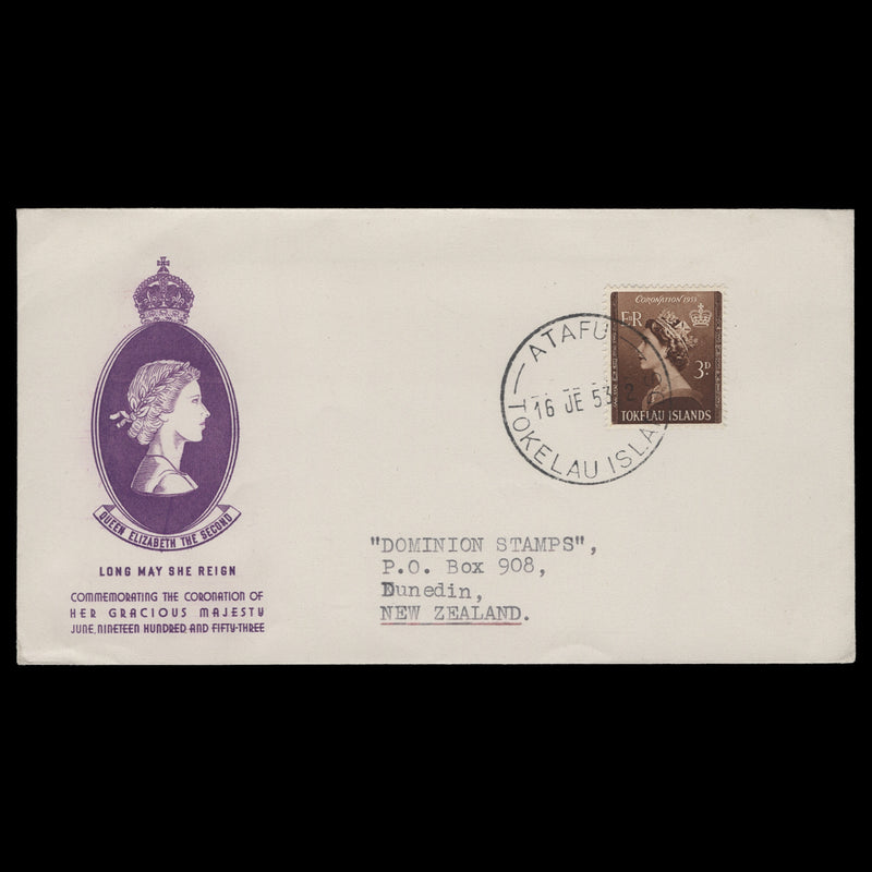 Tokelau 1953 (FDC) 3d Coronation, ATAFU