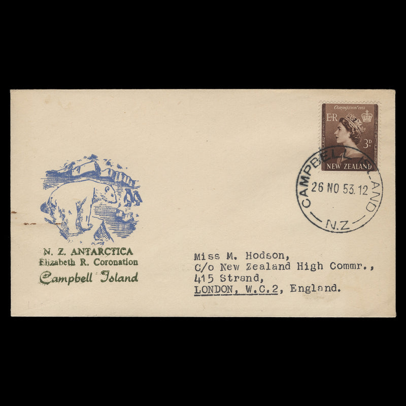 New Zealand 1953 (Used) 3d Coronation, CAMPBELL ISLAND