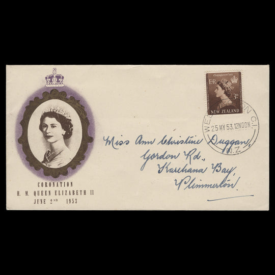 New Zealand 1953 (FDC) 3d Coronation, WELLINGTON