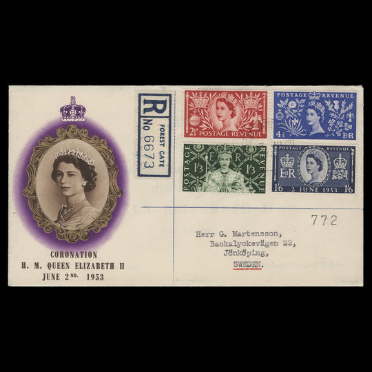 Great Britain 1953 Coronation first day cover, FOREST GATE
