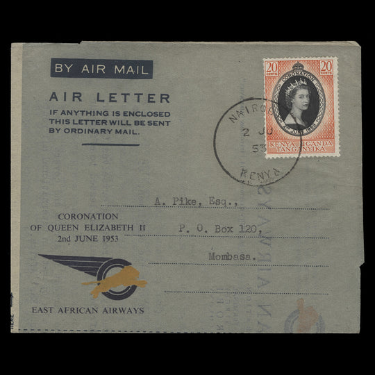 Kenya Uganda Tanganyika 1953 (FDA) 20c Coronation, NAIROBI