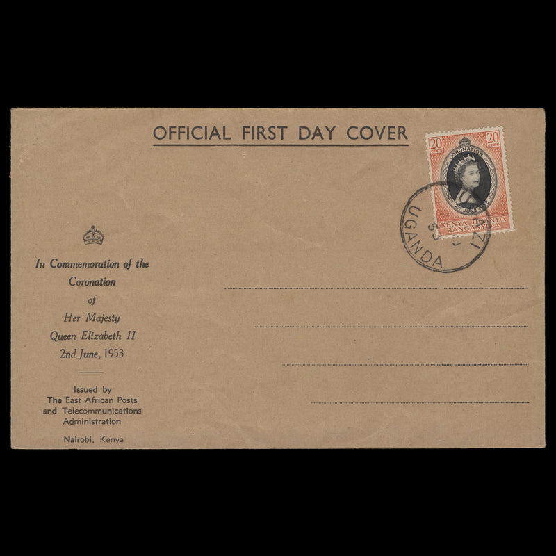 Kenya Uganda Tanganyika 1953 (FDC) 20c Coronation, LUGAZI