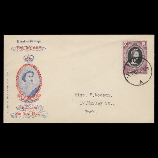 Perak 1953 (FDC) 10c Coronation, IPOH