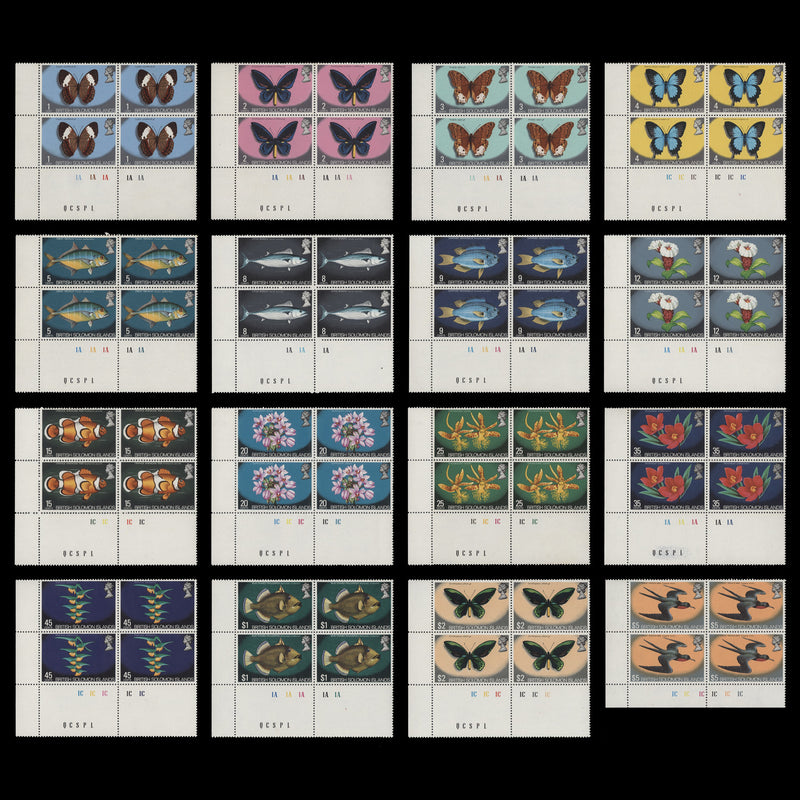 Solomon Islands 1972-73 (MNH) Flora & Fauna Definitives plate blocks
