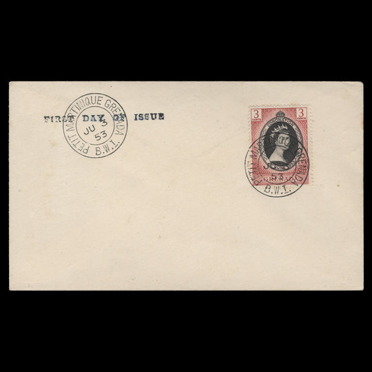 Grenada 1953 (FDC) 3c Coronation, PETIT MARTINIQUE