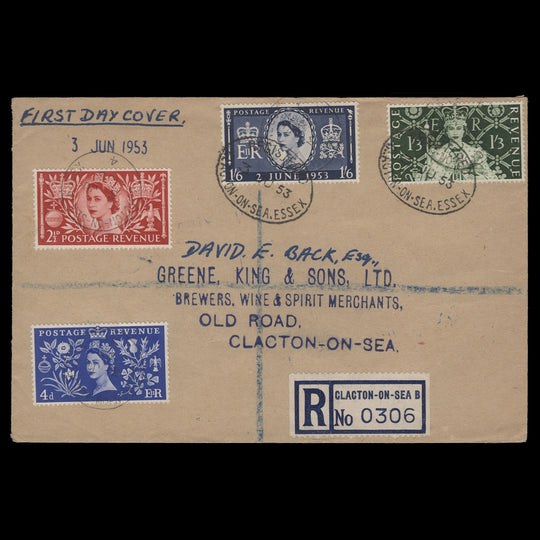 Great Britain 1953 Coronation first day cover, CLACTON-ON-SEA